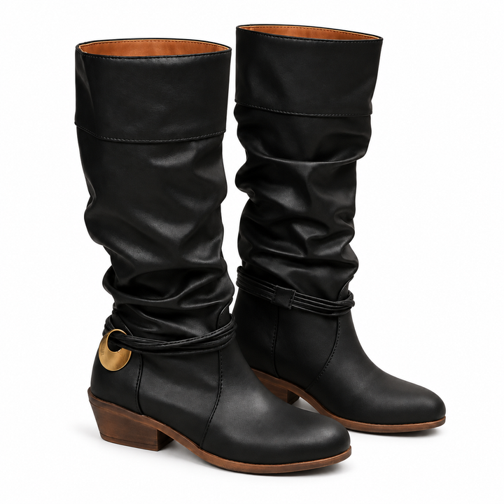 Brooklynne | Women's Black Slouch Knee High Boots