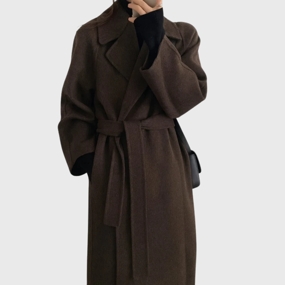 Ophelia | Women's Long Belted Wool-Blend Coat
