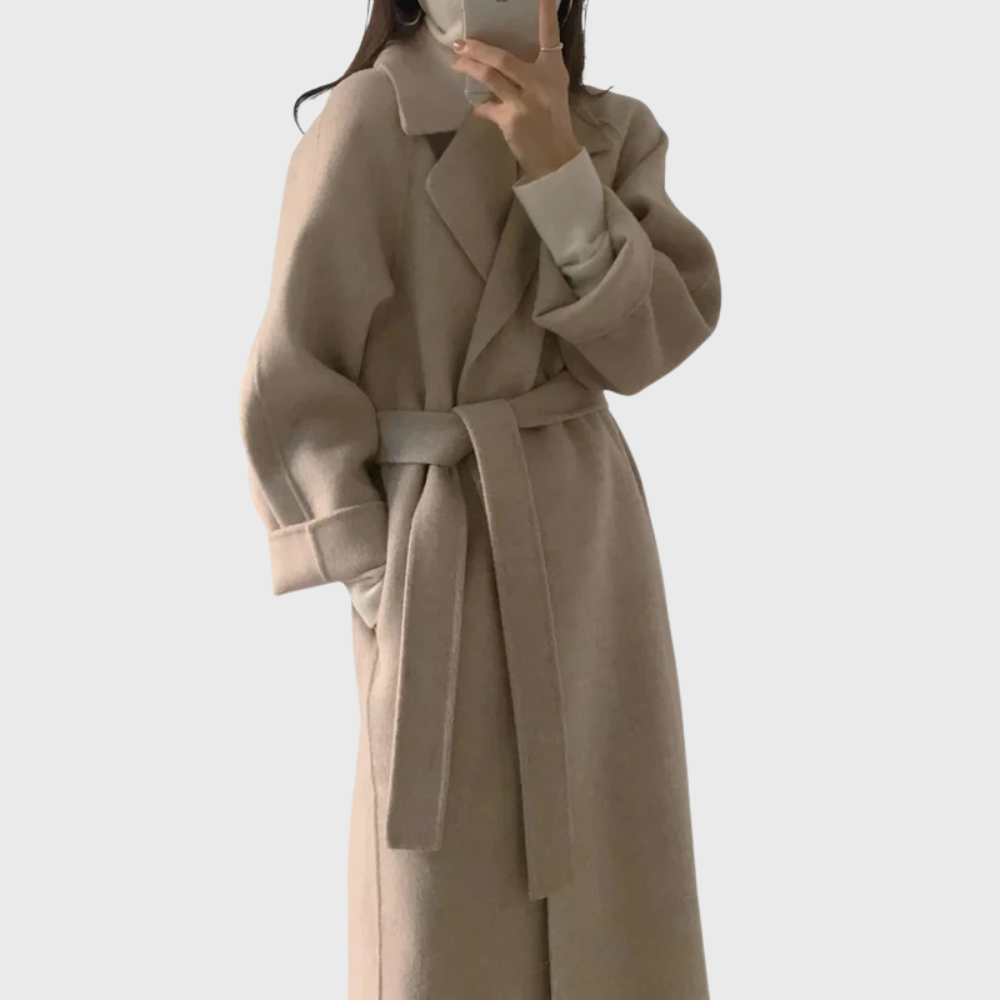 Ophelia | Women's Long Belted Wool-Blend Coat