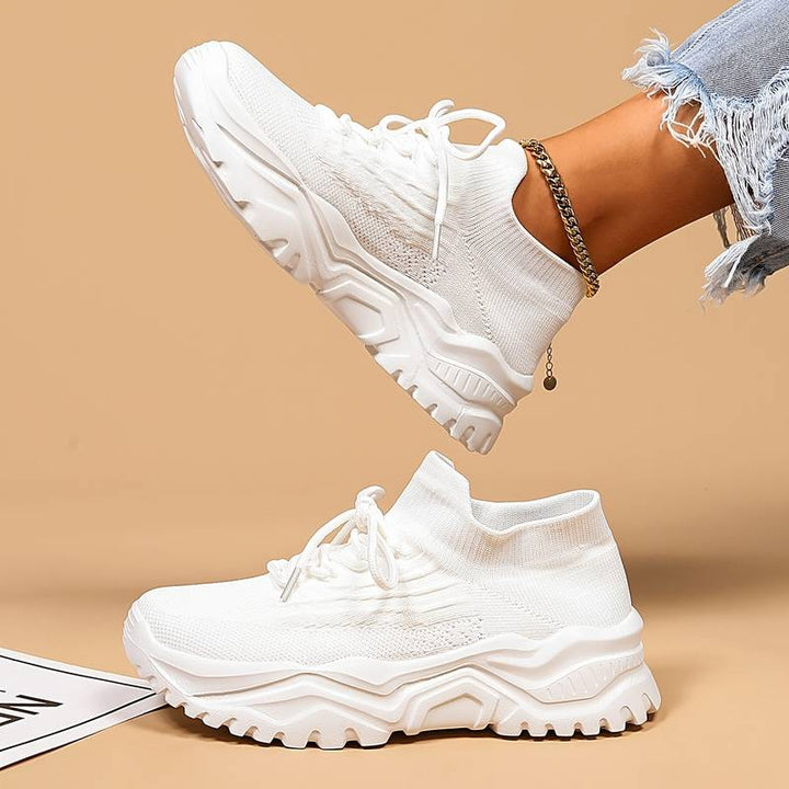 Knit Mesh Lace Up Chunky Sole Casual Sneakers