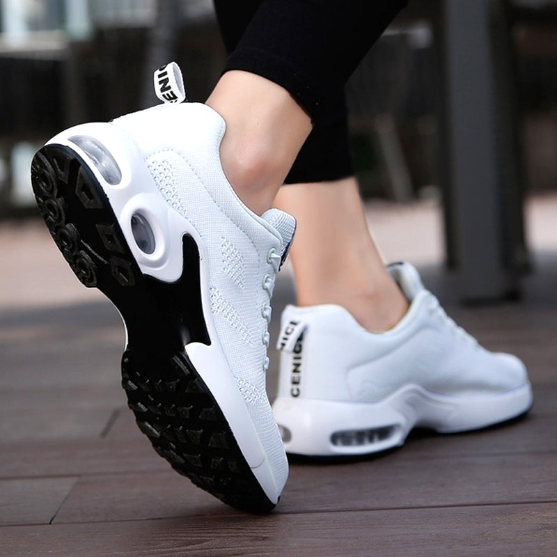 Mesh Knit Air Cushion Lace Up Chunky Sneaker