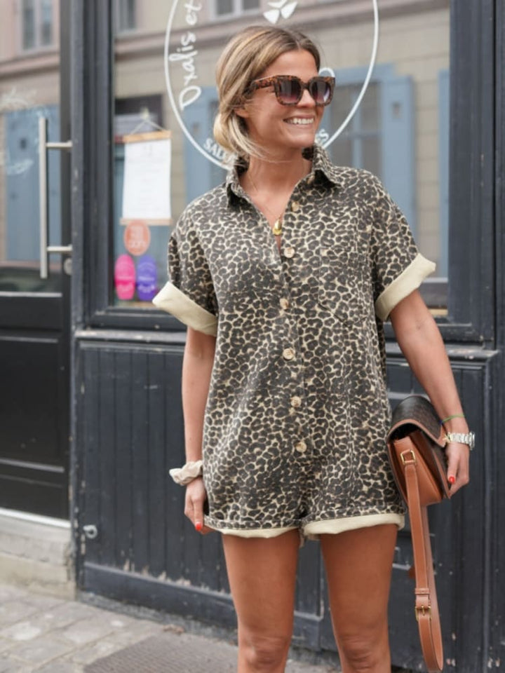 India Mini Cheetah Printed Romper