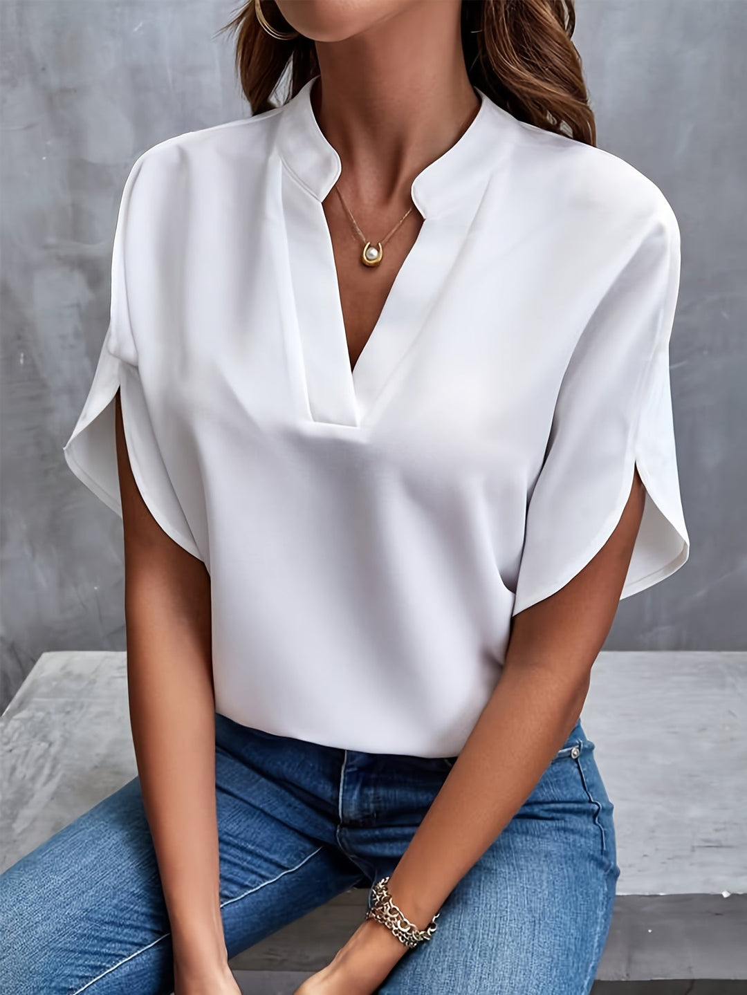 Melanie - Classic V-Neck Blouse