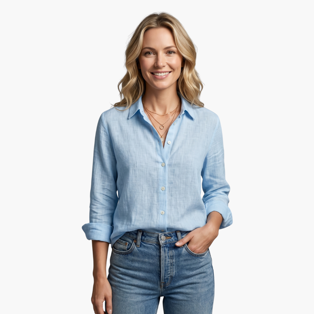Long Sleeve Button Down Relaxed Linen Shirt