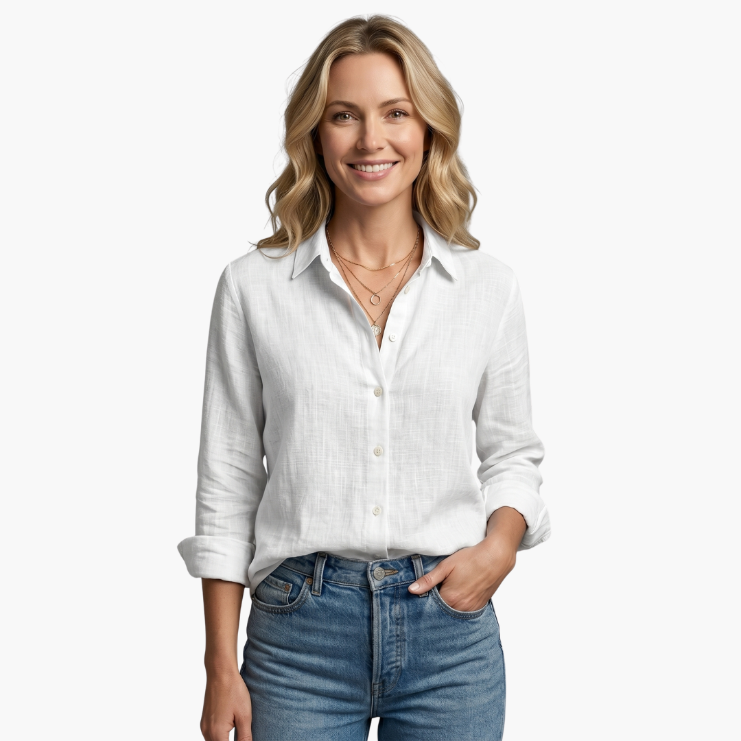 Long Sleeve Button Down Relaxed Linen Shirt