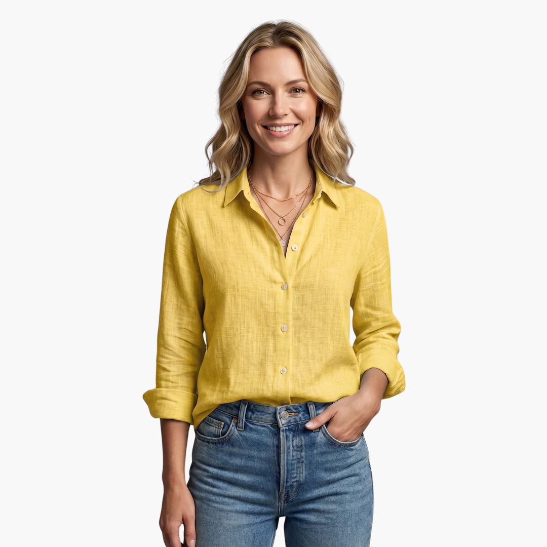 Long Sleeve Button Down Relaxed Linen Shirt