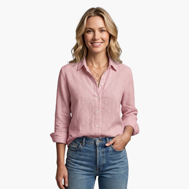 Long Sleeve Button Down Relaxed Linen Shirt