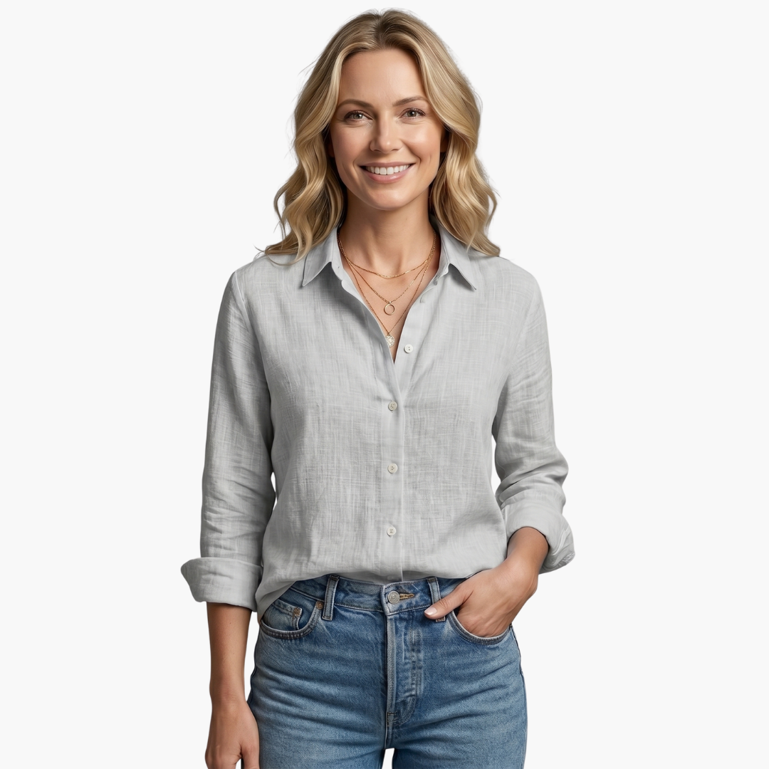 Long Sleeve Button Down Relaxed Linen Shirt