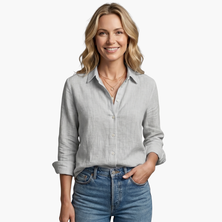 Long Sleeve Button Down Relaxed Linen Shirt