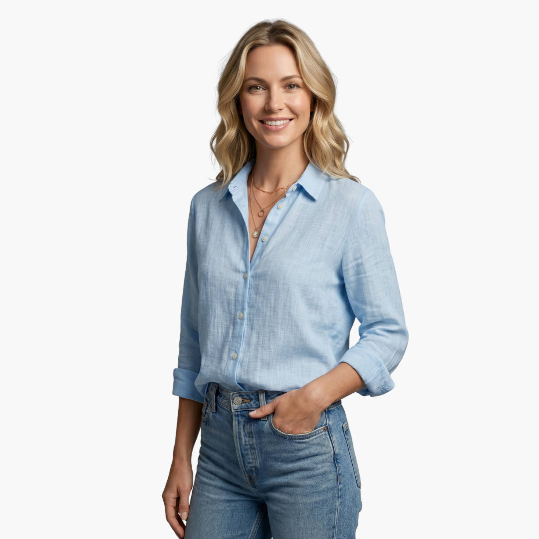 Long Sleeve Button Down Relaxed Linen Shirt