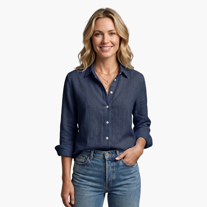 Long Sleeve Button Down Relaxed Linen Shirt
