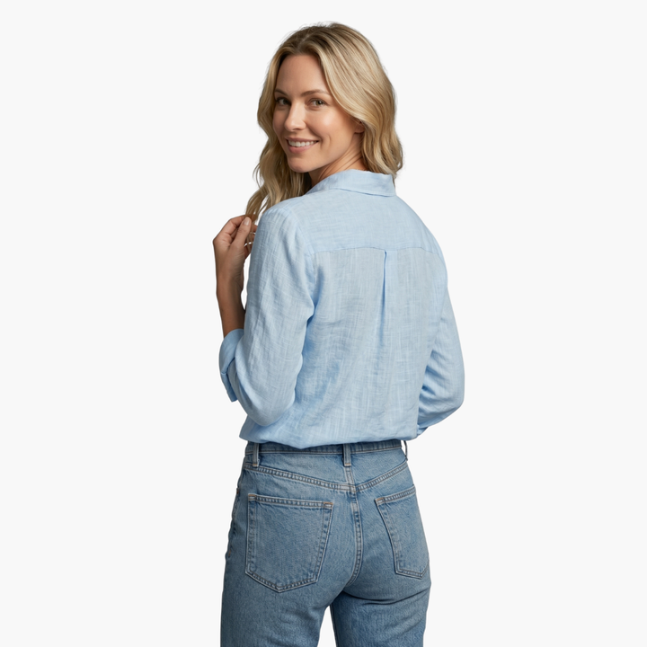 Long Sleeve Button Down Relaxed Linen Shirt