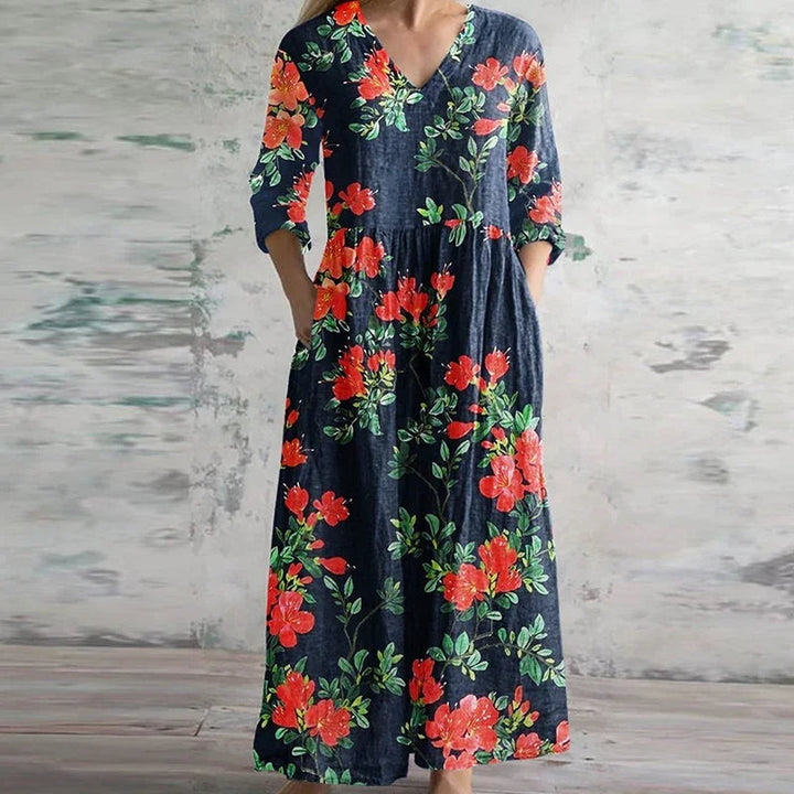 Floral Patchwork Print Boho Cotton Maxi Dress