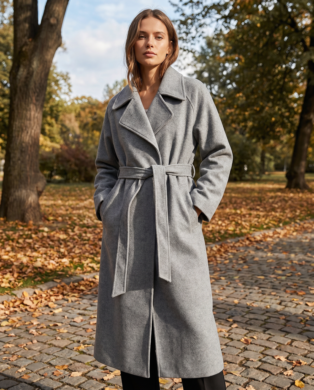 Ophelia | Women's Long Belted Wool-Blend Coat