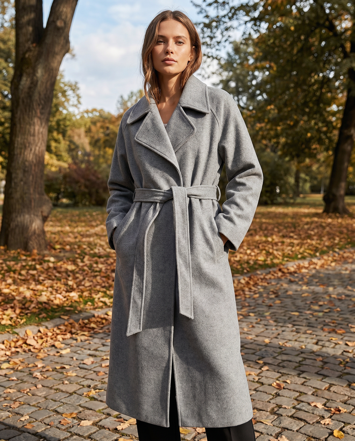 Ophelia | Women's Long Belted Wool-Blend Coat