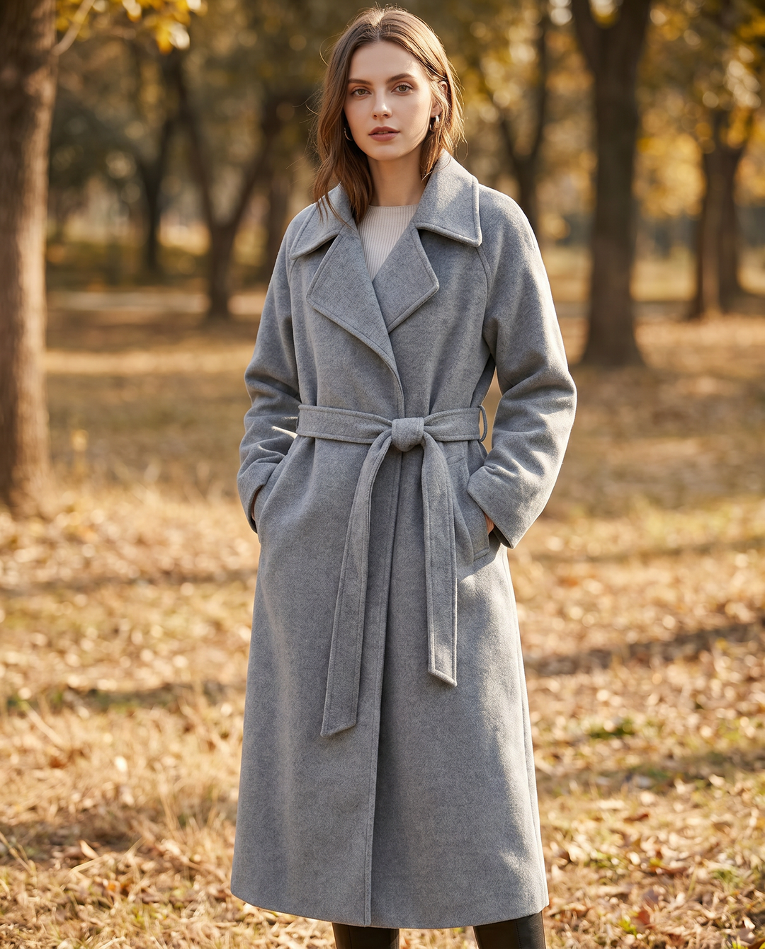 Ophelia | Women's Long Belted Wool-Blend Coat