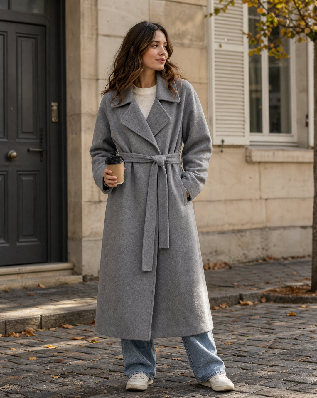 Ophelia | Women's Long Belted Wool-Blend Coat