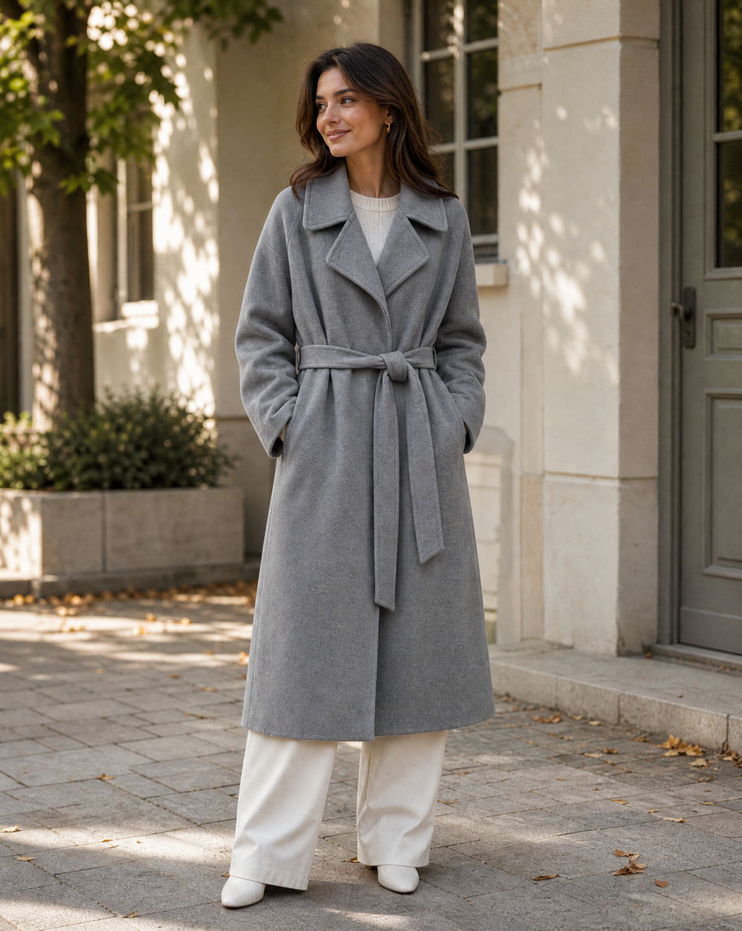 Ophelia | Women's Long Belted Wool-Blend Coat