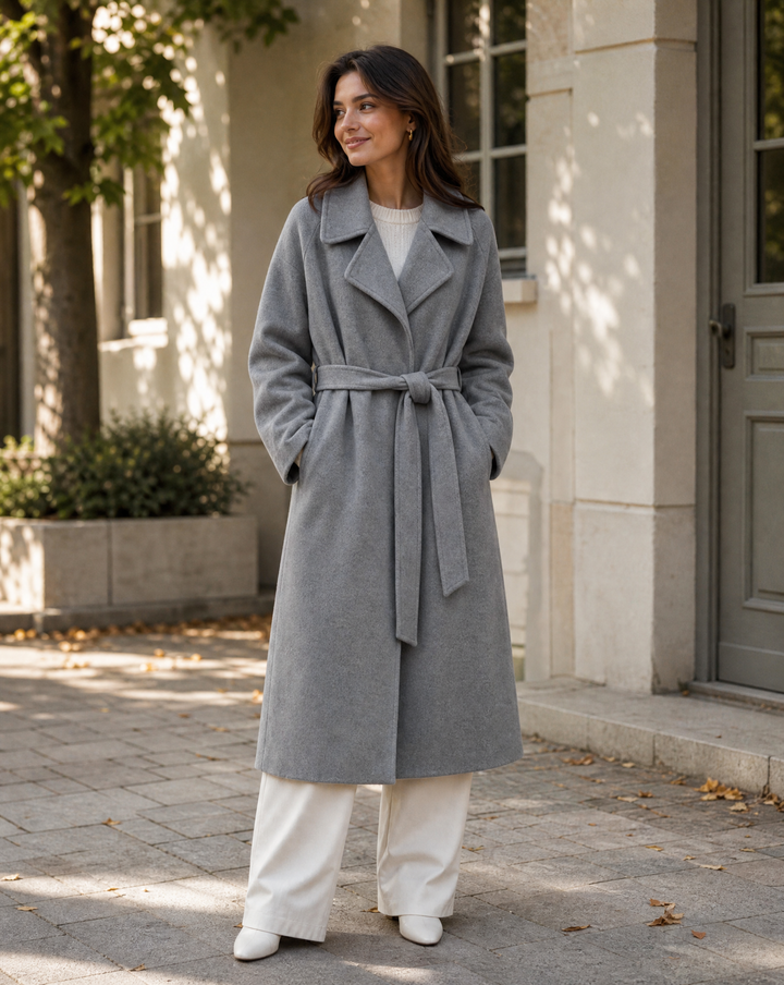 Ophelia | Women's Long Belted Wool-Blend Coat