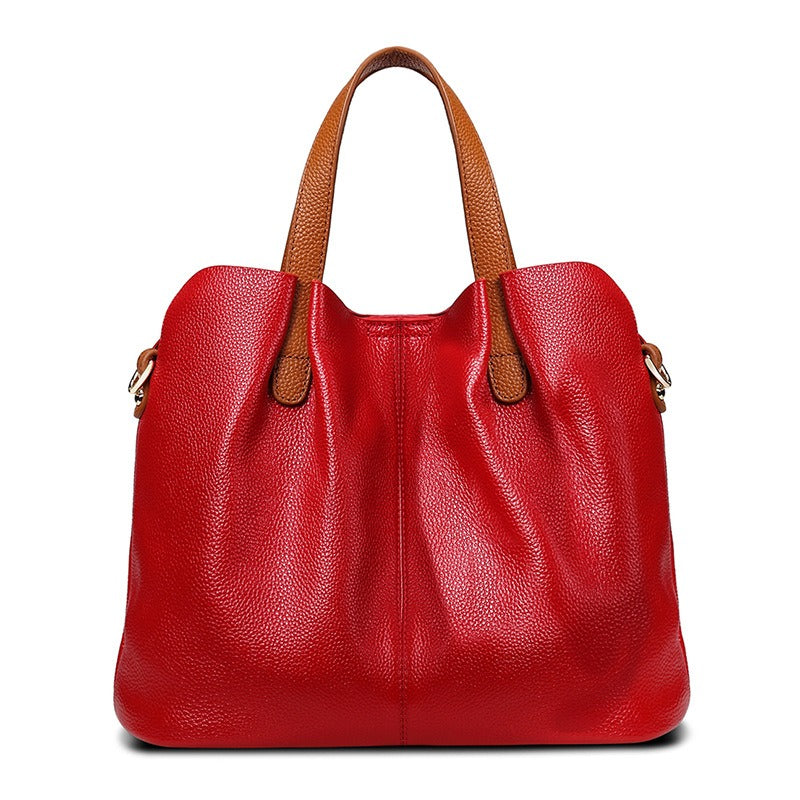 Adalynn | Women's Structured Leather Tote Bag with Contrast Handles
