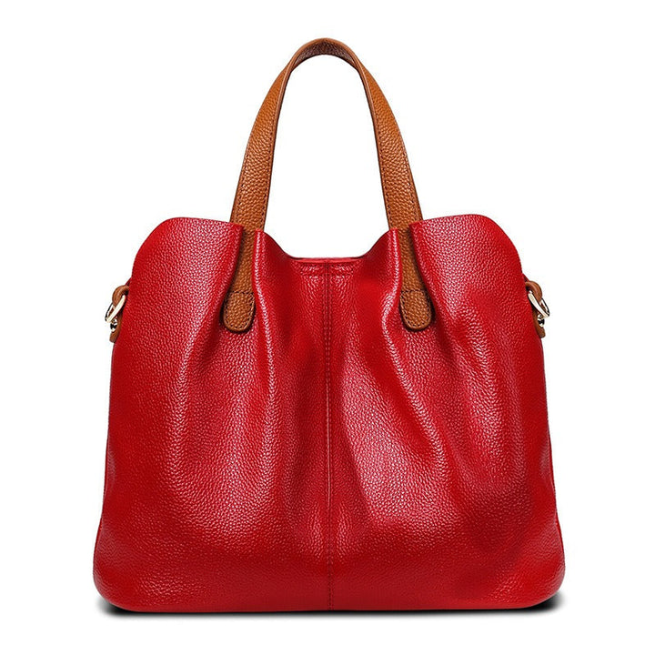Adalynn | Women's Structured Leather Tote Bag with Contrast Handles