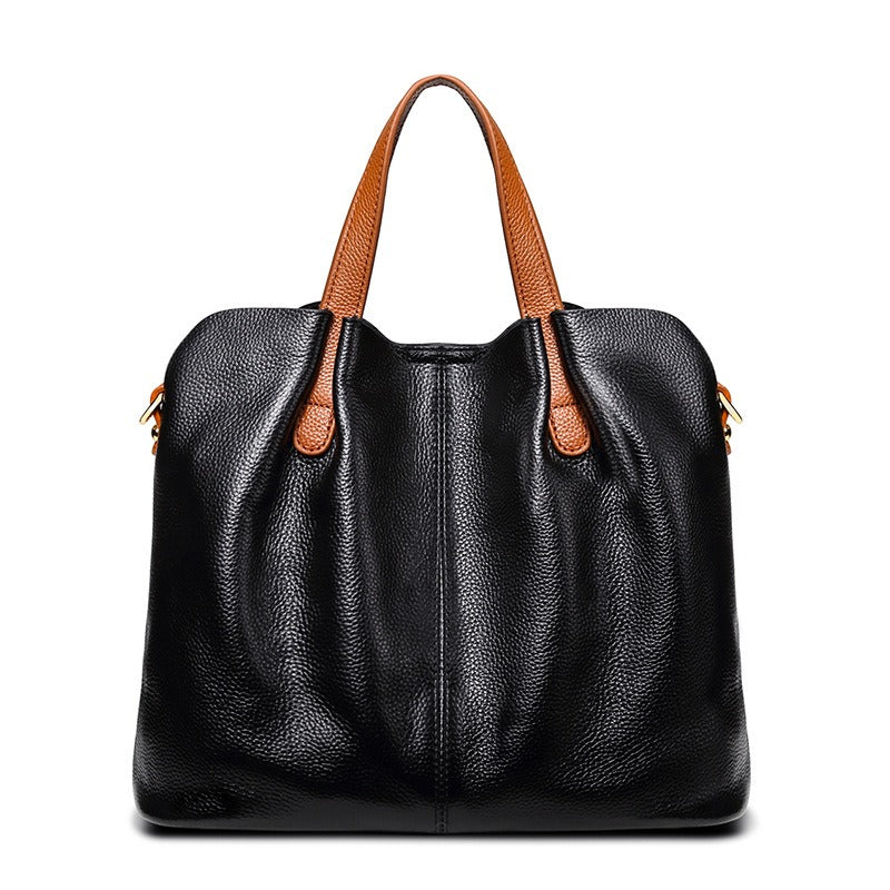Adalynn | Women's Structured Leather Tote Bag with Contrast Handles