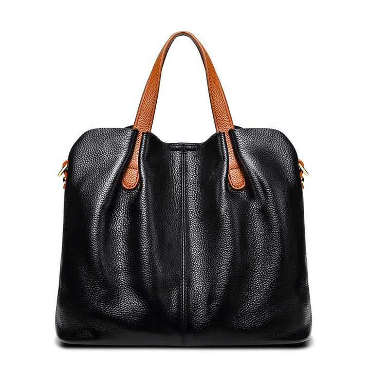 Adalynn | Women's Structured Leather Tote Bag with Contrast Handles