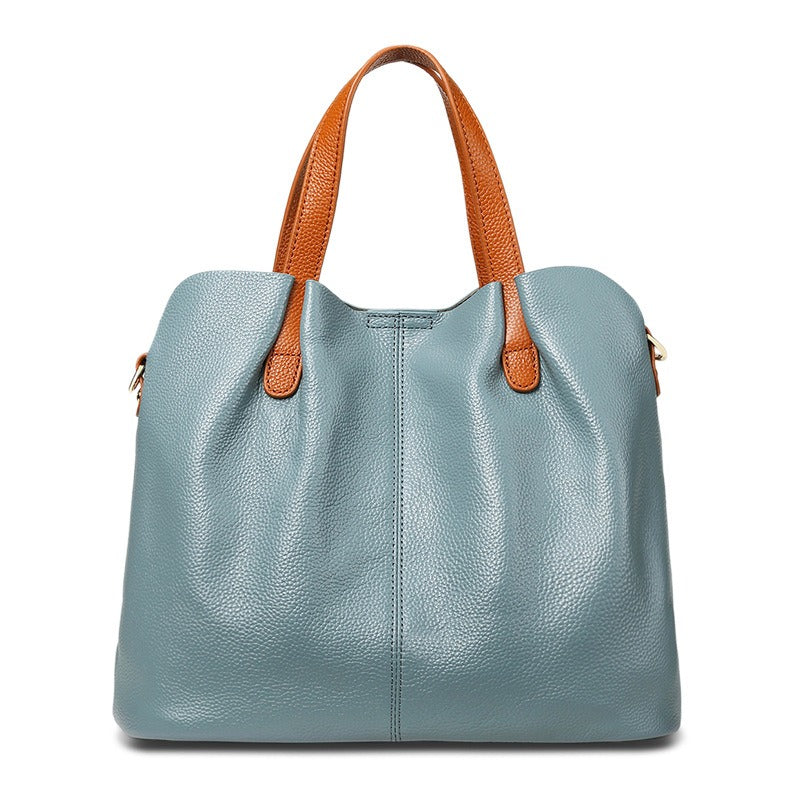 Adalynn | Women's Structured Leather Tote Bag with Contrast Handles