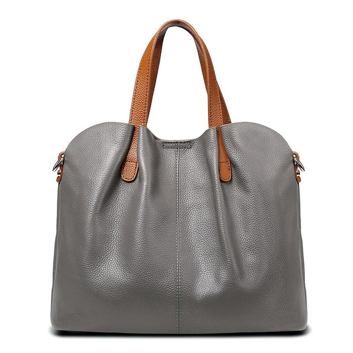 Adalynn | Women's Structured Leather Tote Bag with Contrast Handles