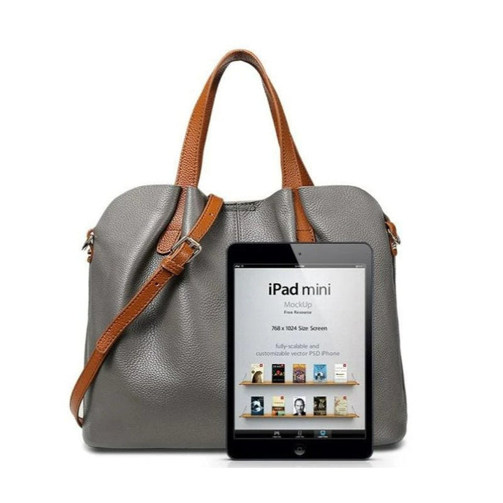 Adalynn | Women's Structured Leather Tote Bag with Contrast Handles