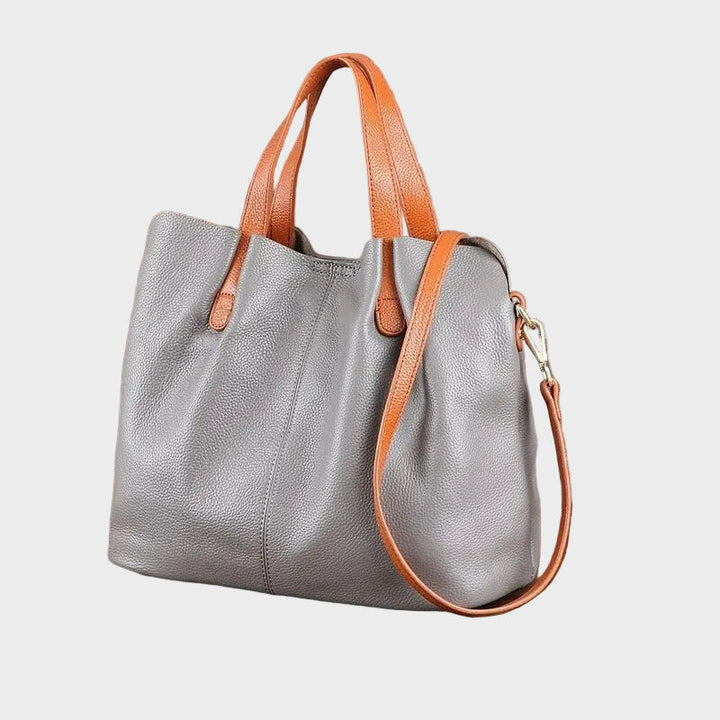 Adalynn | Women's Structured Leather Tote Bag with Contrast Handles