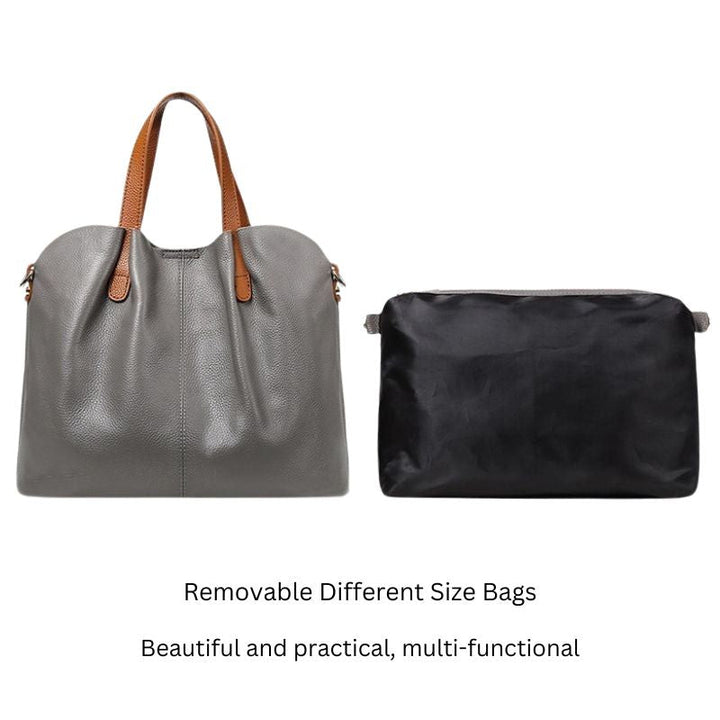 Adalynn | Women's Structured Leather Tote Bag with Contrast Handles