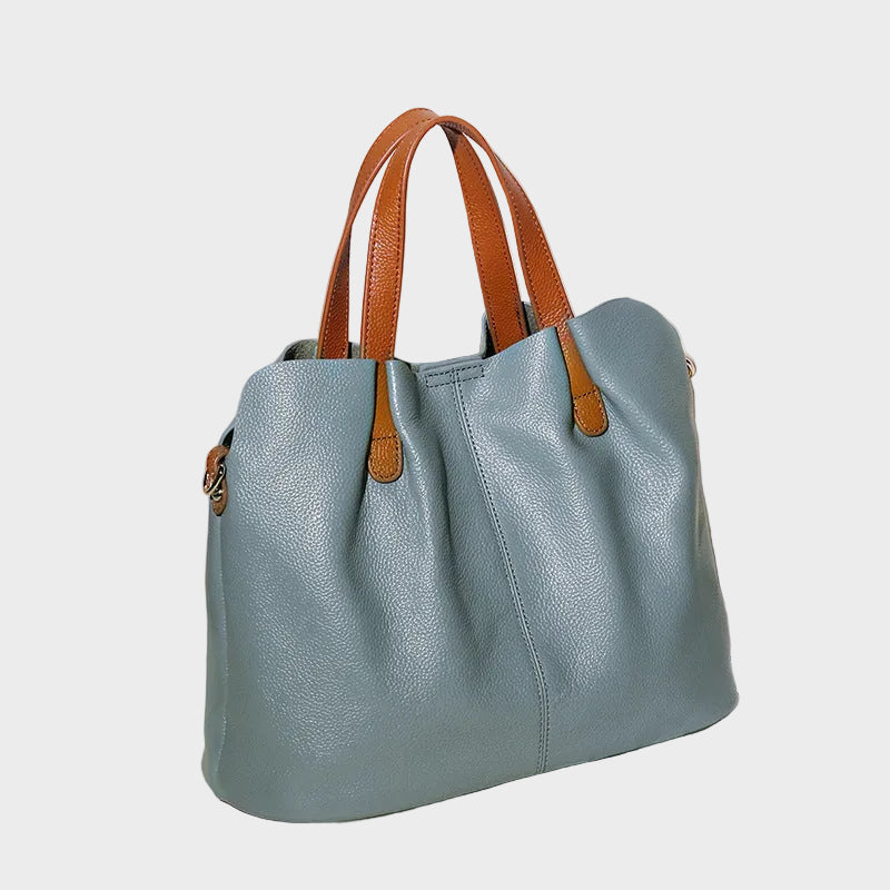 Adalynn | Women's Structured Leather Tote Bag with Contrast Handles