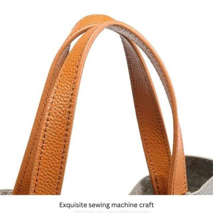 Adalynn | Women's Structured Leather Tote Bag with Contrast Handles