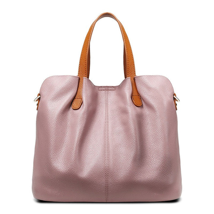 Adalynn | Women's Structured Leather Tote Bag with Contrast Handles