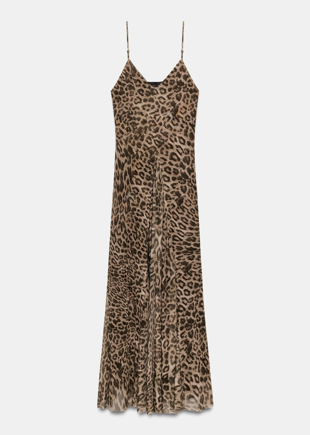 Leopard Print Spaghetti Strap V Neck Flowy Maxi Dress - Summer