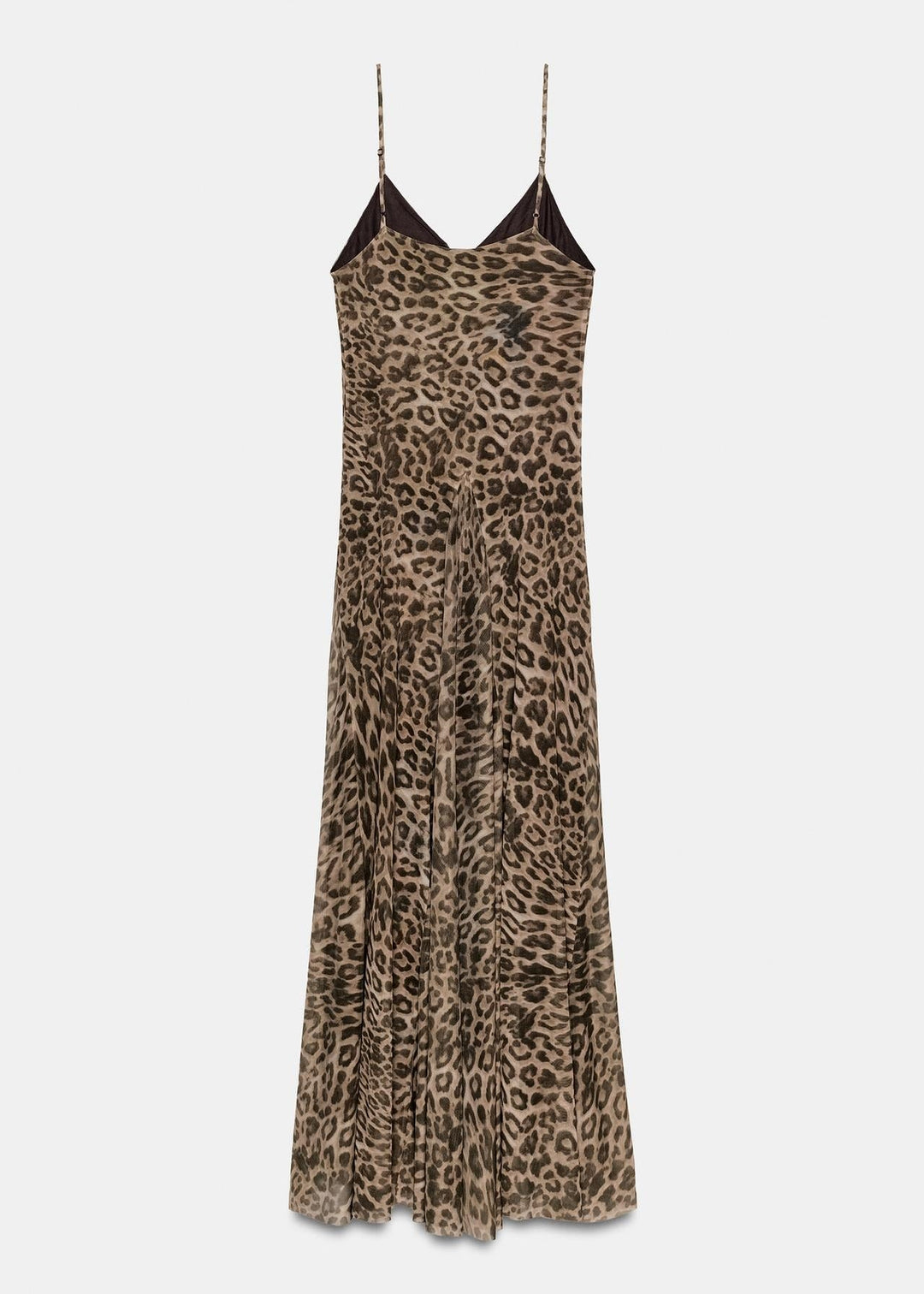 Leopard Print Spaghetti Strap V Neck Flowy Maxi Dress - Summer