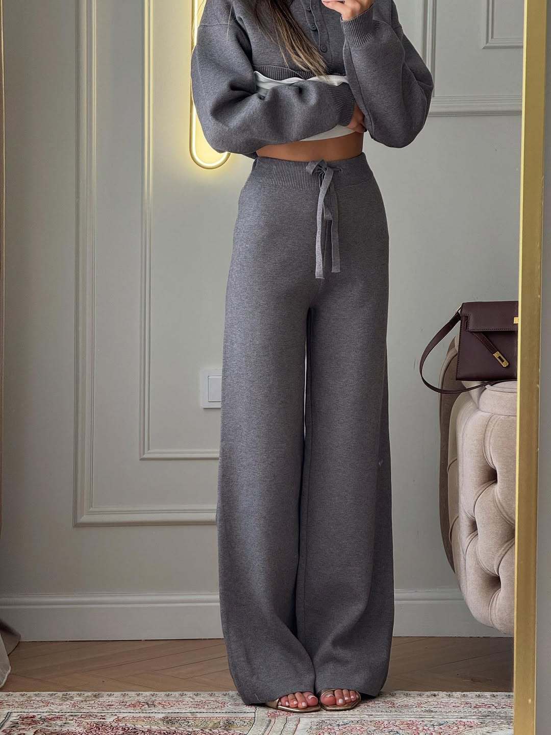 Hadley | Women’s Polo Sweater Wide Leg Pants Set