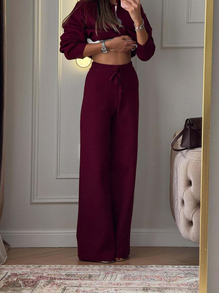 Hadley | Women’s Polo Sweater Wide Leg Pants Set