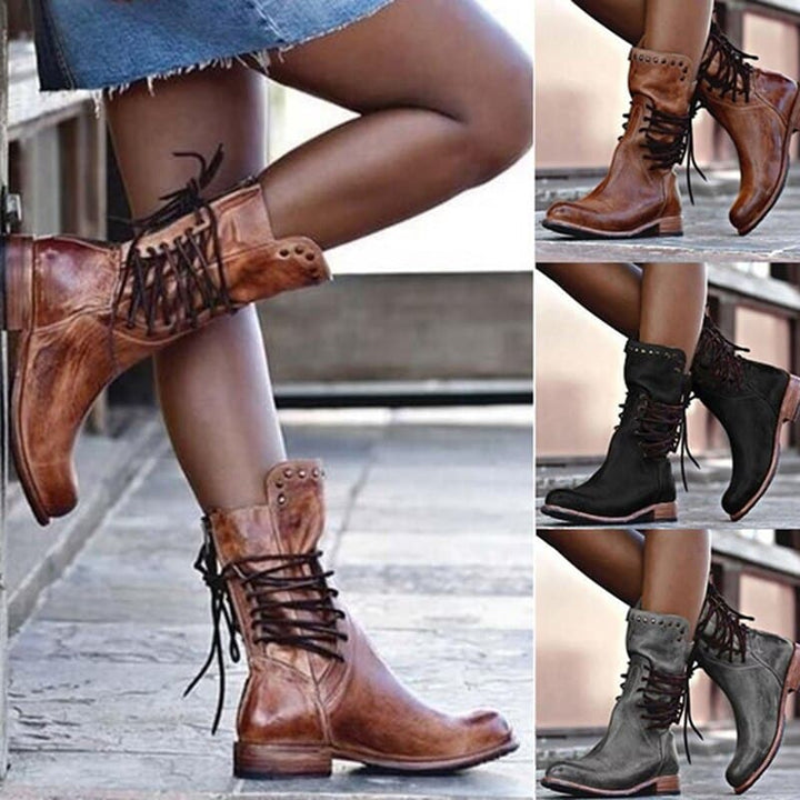 Ruby | Women's Studded Lace-Up Mid-Calf Winter Boots