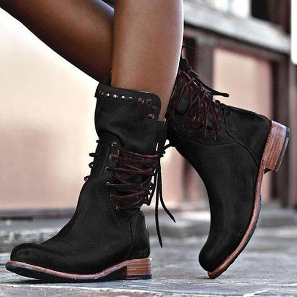 Ruby | Women's Studded Lace-Up Mid-Calf Winter Boots