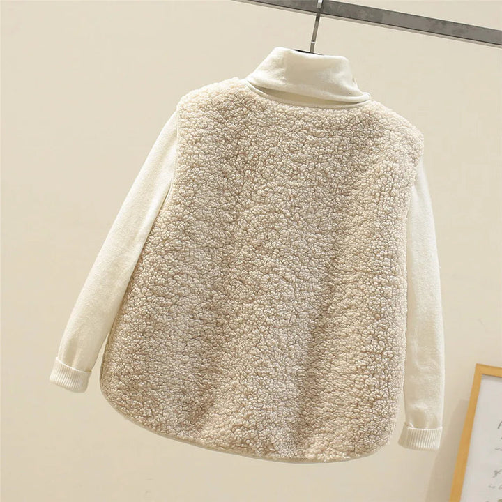 Hazel | Women's Faux Shearling Sleeveless Cardigan Vest with Pockets