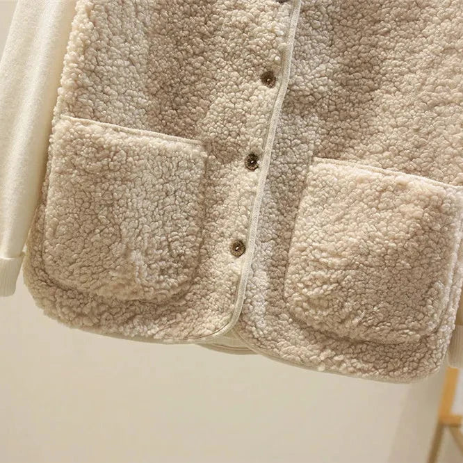 Hazel | Women's Faux Shearling Sleeveless Cardigan Vest with Pockets