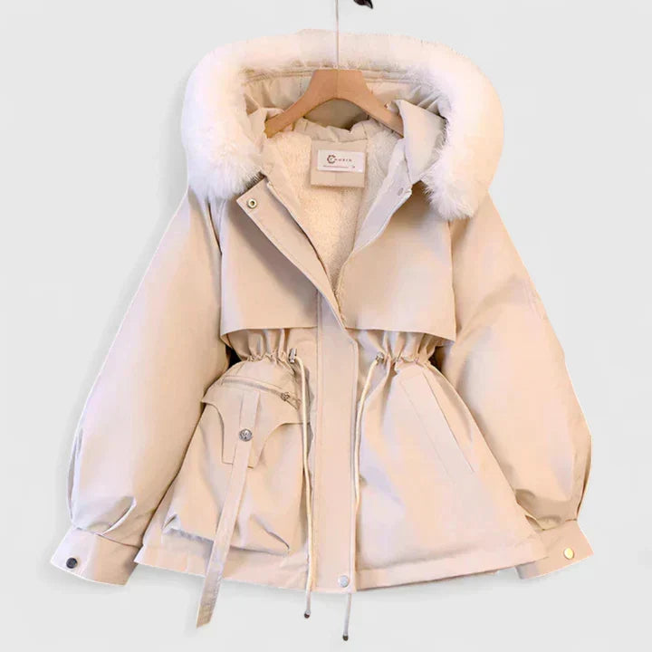 Aya | Women's Faux Fur Hood Parka Coat with Drawstring Waist