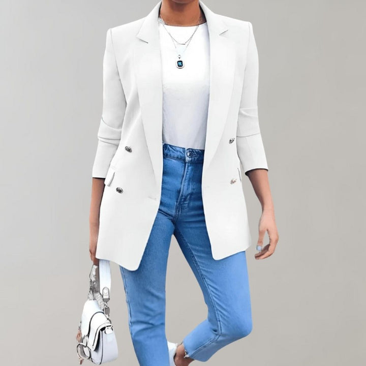Double Breasted Notch Lapel Longline Tailored Blazer