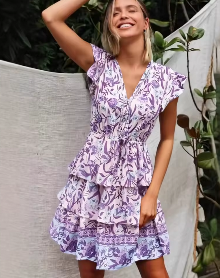 Boho V-Neck Mini Dress