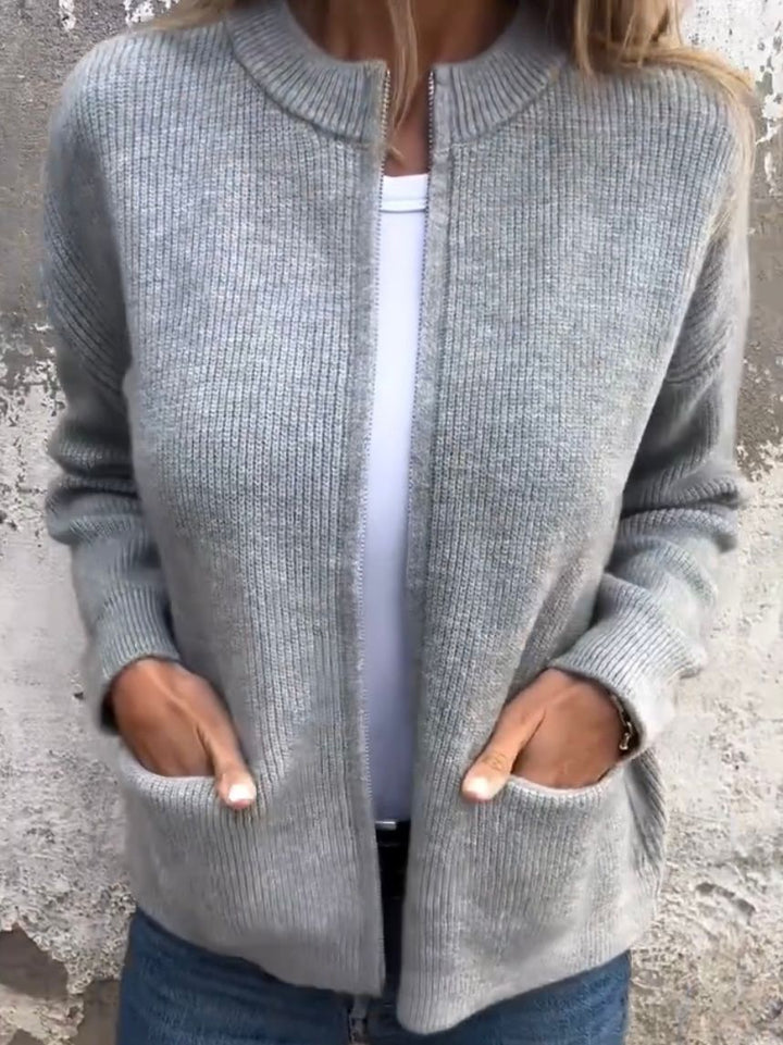 Naomi | Women's Zip Up Ribbed Knit Cardigan
