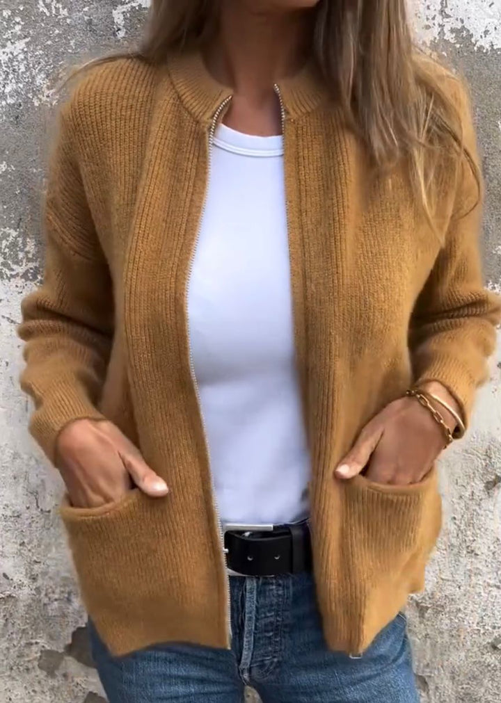 Naomi | Women's Zip Up Ribbed Knit Cardigan