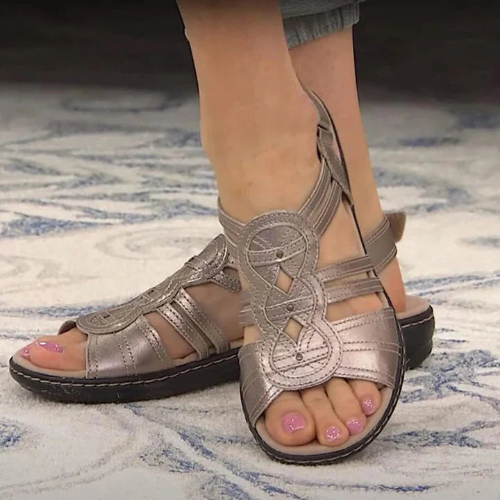 Strappy Cutout Slingback Open Toe Comfort Flat Sandal