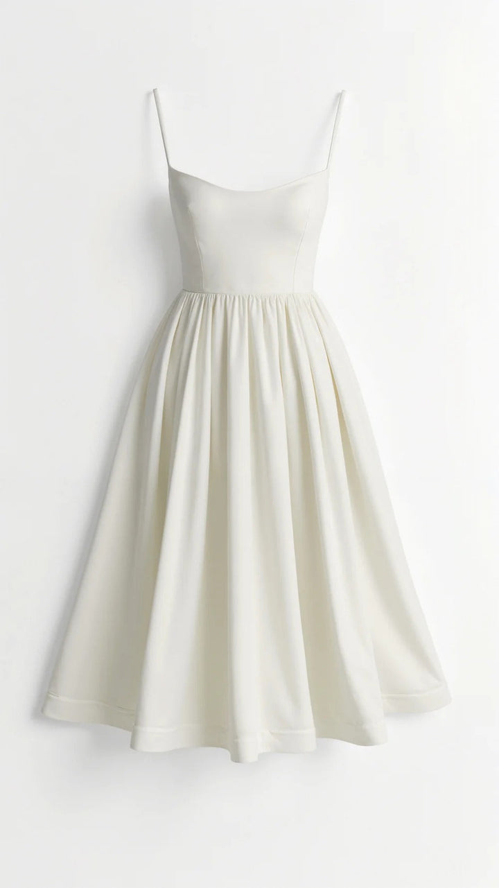 Spaghetti Strap Scoop Neck Fit Flare Cotton Midi Dress